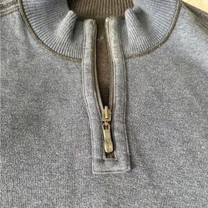 Tommy Bahama Men's Bayview Reversible Blue / Charcoal Gray 1/4 Zip Sweater